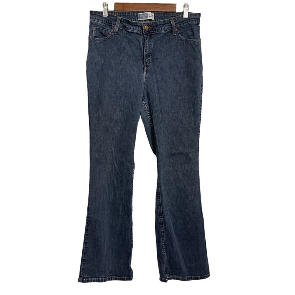 Levi's Women's Dark Wash Blue At Waist Bootcut Stretch Jeans Size 16 Misses